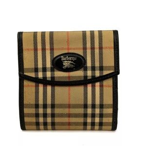 Burberrys Check Nylon Trifold Wallet